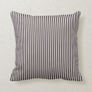 French Roast Brown Striped Decorative Pillows