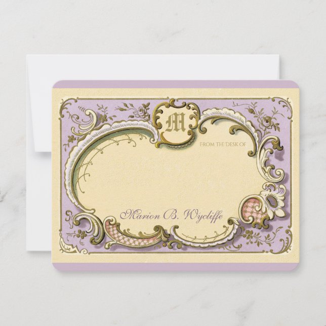 French Rococo Elegant Frame Antique Gold Lilac Card (Front)