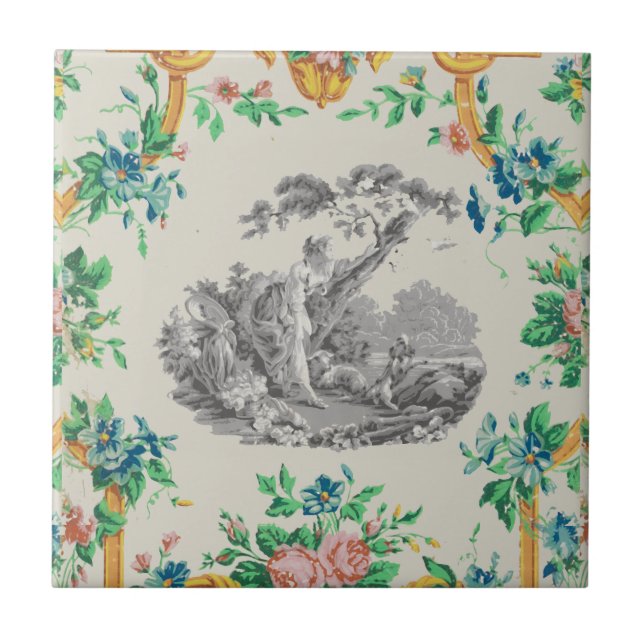 French Rococo François Boucher Vignette Pattern Tile (Front)