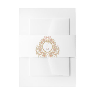 French Rococo Rose Monogram Wedding Invitation Belly Band