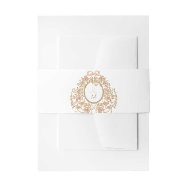 French Rococo Rose Monogram Wedding Invitation Belly Band (Front Example)