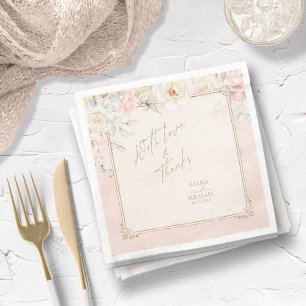 French Romance Wedding Floral Frame Blush ID870 Napkin