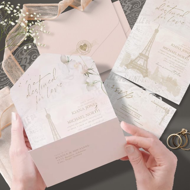 French Romance Wedding RSVP Blush ID870 All In One Invitation (Creator Uploaded)