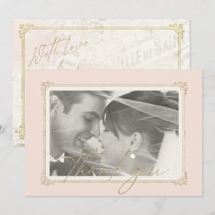 French Romance Wedding Thank You Blush ID870 Card