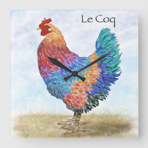 French  Rooster Acrylic Wall Clock