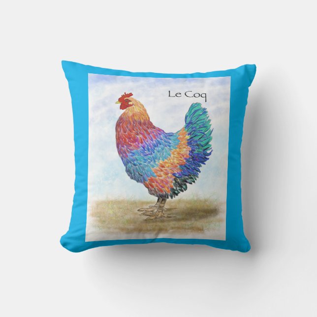 French Rooster Throw Pillow (Front)