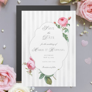 French Rose Botanical Wedding Save the Date Magnetic Invitation