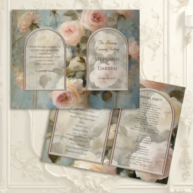French Rose Floral Elegant Classic Wedding Program (Creator Uploaded)
