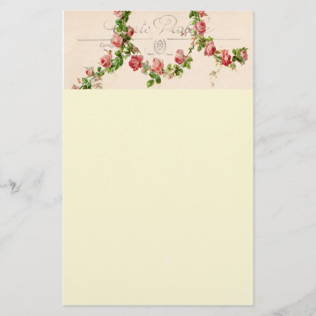 French rose swag stationery (Front)