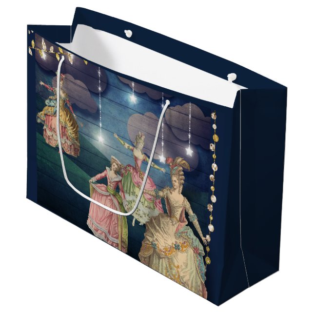French Royals Dancing Under the Twinkling Lights Large Gift Bag (Front Angled)