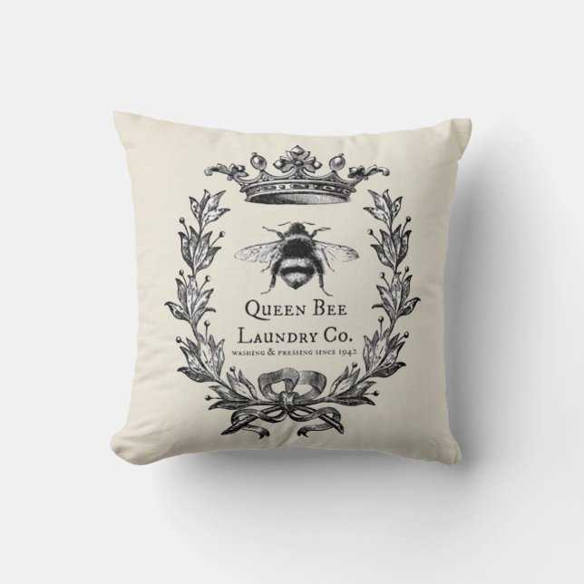 French rustic Queen Bee Cushion (Front)