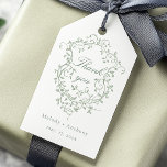 French Sage Green Floral Crest Wedding Thank You Gift Tags<br><div class="desc">A classic thank-you gift tag for weddings,  adorned with a French Victorian sage green floral crest. For more advanced customisation of this design,  please click the DESIGN TOOL BUTTON above!</div>