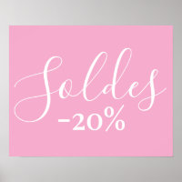 French Sale Sign in Pink, 20% Off Retail Sales