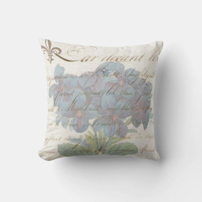 French Script Hydrangea Market Style Pillow (Front)