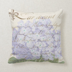 French Script Lavender Hydrangea Market Style Cushion