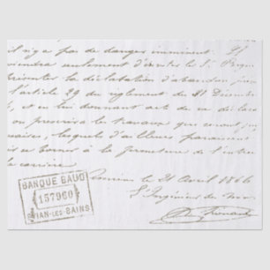 French Script Vintage Stamped Letter Decoupage Tissue Paper