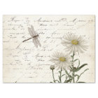 French Script Wildflower Dragonfly Daisy Decoupage