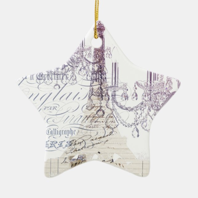 french scripts chandelier paris eiffel tower ceramic tree decoration (Front)