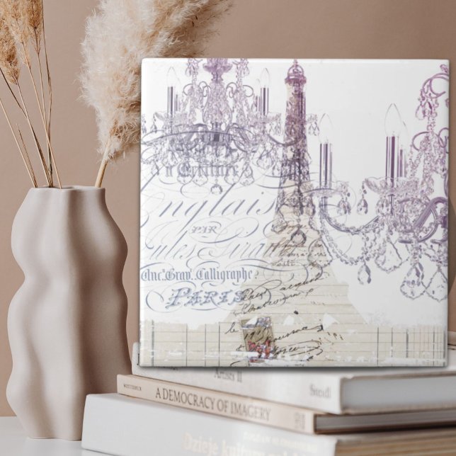 french scripts chandelier paris eiffel tower tile (french scripts chandelier paris eiffel tower ceramic tile)