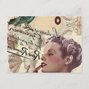 french scripts girly glamour paris fashionista postcard