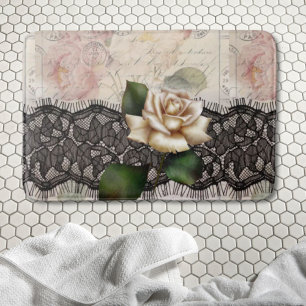 french scripts vintage lace victorian white rose bath mat
