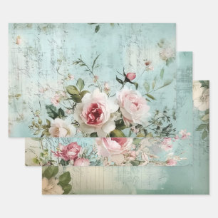 French Shabby Chic Pattern Wrapping Paper Sheet