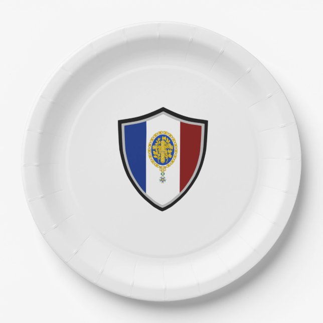 French shield flag-emblem paper plate (Front)