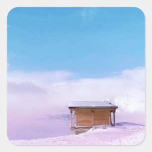 French Snow Mountain Hut Square Sticker