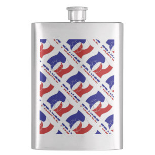 French Soccer Ball and Flag Tiled Hip Flask