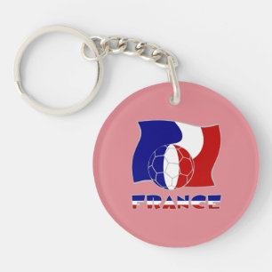French Soccer Ball Flag  Key Ring