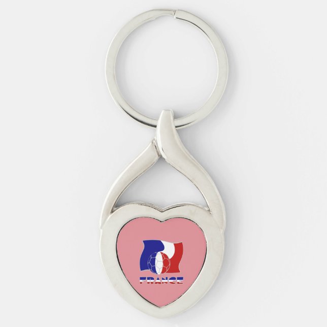 French Soccer Ball Flag  Key Ring (Front)