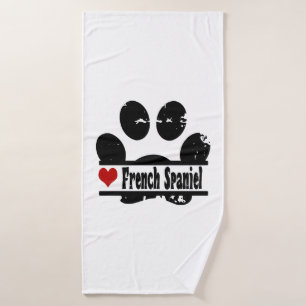 French Spaniel Dog Paw Print Bath Towel