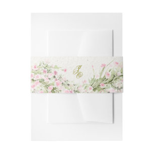 french spring floral garden monogram wedding invitation belly band