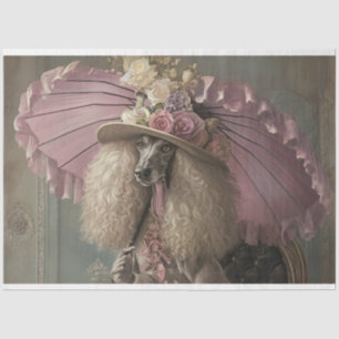 French Standard Poodle in Pink Decoupage Tissue Paper