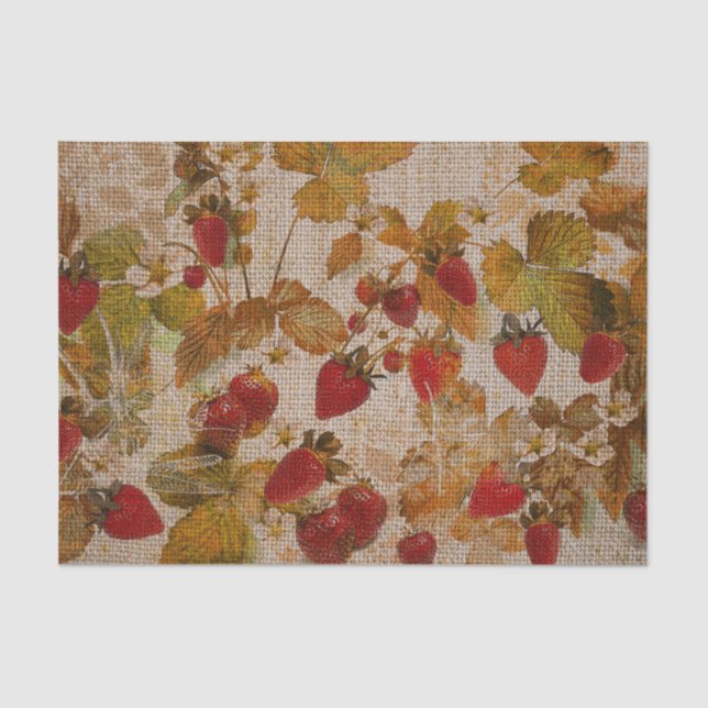 French Strawberries Cretonne Tissue Paper (Front)