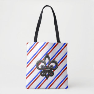 French stripes flag tote bag