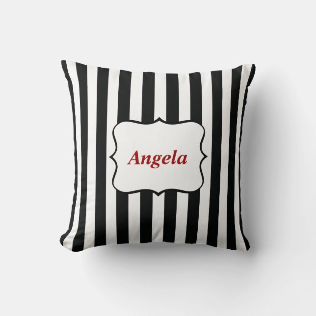 French Stripes in Black Cushion (Front)