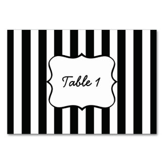 French Stripes in Black Table Number
