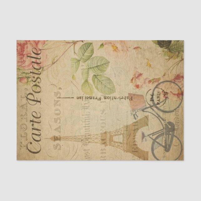 French Style Carte Postale Eiffel Tower Tissue Paper (Front)