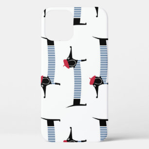 French style dog, cartoon pattern. iPhone 12 case