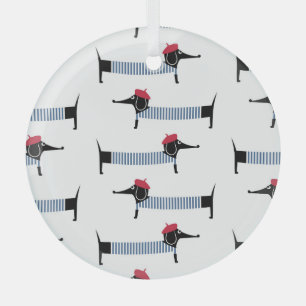 French style dog, cartoon pattern. glass tree decoration