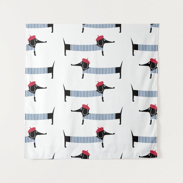 French style dog, cartoon pattern. tapestry (Front)