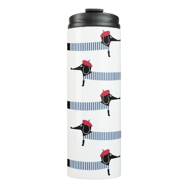French style dog, cartoon pattern. thermal tumbler (Front)