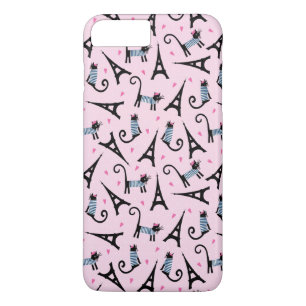 French Style Dressed Cat With Eiffel Tower Pattern Case-Mate iPhone Case
