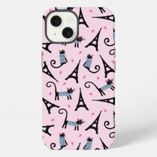 French Style Dressed Cat With Eiffel Tower Pattern iPhone 13 Case