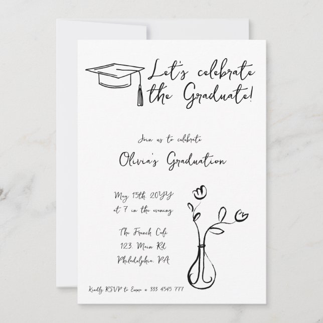 French style Graduation Invitation announcement (Front)