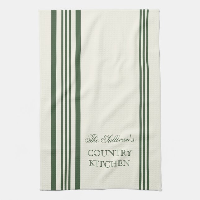 French Style Stripe Personalised Kitchen Towels (Vertical)