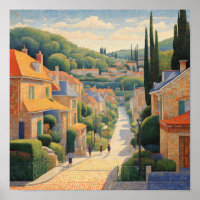 French suburbs in Seurat style
