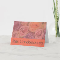 French Sympathy card, Mes Condoleances