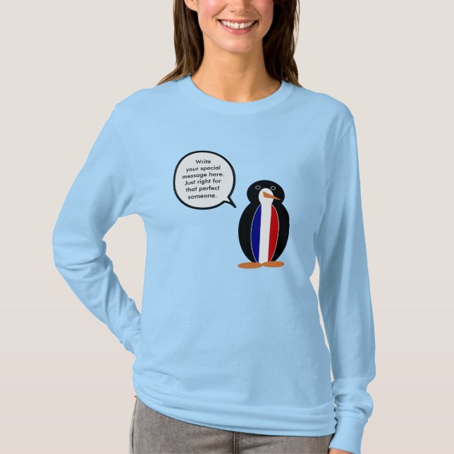 French Talking Ms Penguin Personalised T-Shirt (Front)
